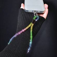 Fashionable Rhinestone Phone Lanyard Wrist Strap, Luxury Short Sports Wrist Cord Anti-Lost Phone Case Pendant, Delicate Crystal Sturdy Hand Strap For Women