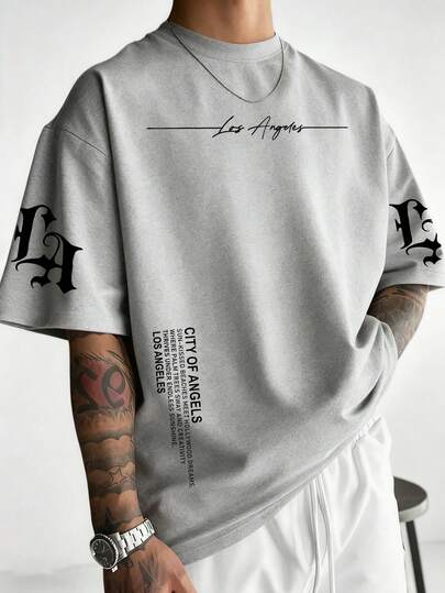 K-GLORY 男士休闲百搭简约印花短袖T恤