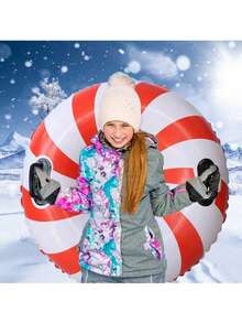 Heavy Duty Skiing Ring, Winter Outdoor Sports Skiing Equipment, Skiing Activity Accessories, Adult Inflatable Skiing Ring, Heavy-Duty Skiing Sled With Handle And Anti Fall, Used For Outdoor Games, Ice Skating, Skiing And Sled Sports - Red - View 4