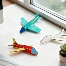 10pcs Unfinished Wooden Airplane Model DIY Kit, Suitable For Handicraft, Painting, Art Activities, Birthday And Holiday Parties