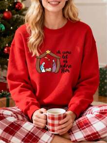 Women Plus Size Sports Sweatshirts - Red - View 1