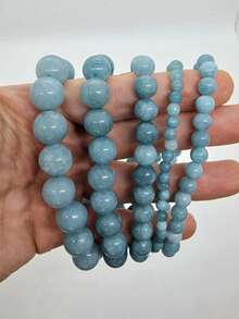 1条蓝色天使石串珠舒缓手链，缓解压力，带来宁静与直觉，提升内心平和，适合灵性疗愈、瑜伽冥想，男女皆宜 - 淺藍色 - 查看 2