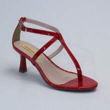 Women's Sandal With Low Heel, Toe Cup, Straps, Patent Leather Back, Comfortable, Soft, Fashionable, Dressy Style. - Đỏ - Xem 8