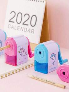 1pc Unicorn Design Pencil Sharpener, Cartoon Plastic Manual Pencil Sharpener For School, Back To School Essential, School, Office Supplies, Stationery, Student And Workplace Necessity