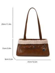 Túi đeo hông PU màu xanh mới mùa xuân, Túi đeo vai thời trang tối giản dành cho nữ khi đi làm hàng ngày, hẹn hò, mua sắm - màu nâu - Xem 5