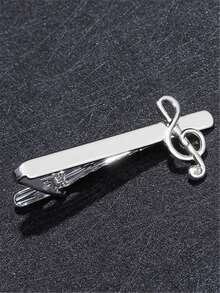 1 Men's Shirt Tie Clip Creative Silver Note Collar Clip Fashion Business Simple Long Collar Pin