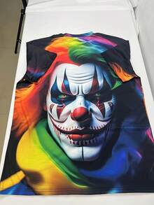 [3D Printed Clown T-Shirt] Men's Summer Fashion 3D Printed Clown Graphic T-Shirt - Breathable Polyester, Crew Neck, Short Sleeve - 混合色 - 查看 3
