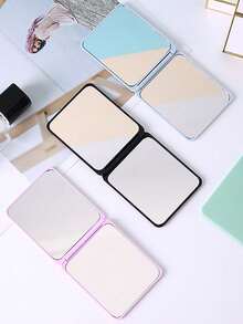 可折叠便携化妆镜，方形口袋镜，可折叠迷你化妆镜，双面方形口袋镜，适合学生、女孩、女性，旅行礼物，4种颜色可选，母亲节礼物，送给妈妈的礼物，返校礼物 - 彩色 - 查看 5