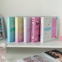 INS原创四格相册，竖版布局，二合一照片卡片夹，适用于贴纸簿、贴纸收纳、迷你剪贴簿、学习用品和返校准备。 - 彩色 - 查看 9