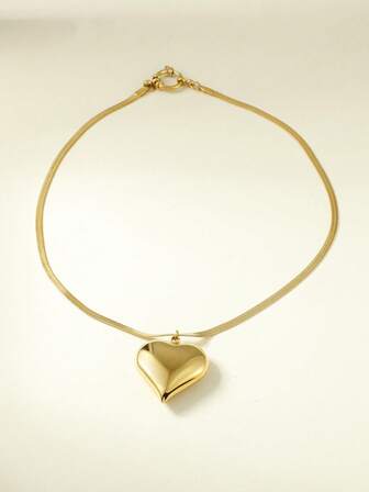 1件装不锈钢项链，浪漫心形吊坠，送给闺蜜、好朋友或朋友的礼物，情侣吊坠项链，女士情侣首饰礼品