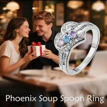 خاتم أم من الفضة 925 عيار مرصع بحجر كريم منقوش بحرف، هدية عائلية مؤثرة لعيد الشكر، مناسب للارتداء اليومي