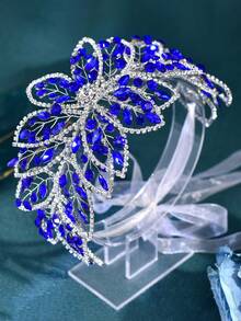 1 chiếc thắt lưng cô dâu sang trọng, thanh lịch, đính đá lấp lánh, phụ kiện thời trang cho váy cưới nữ. - Màu xanh lam - Xem 4