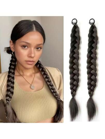Wig Braids, Ponytail, Realistic, Natural, Playful, Hot Girl, Internet Celebrity, Fashionable, Can Be Tied Into High Double Ponytails, Boxing Braids.
