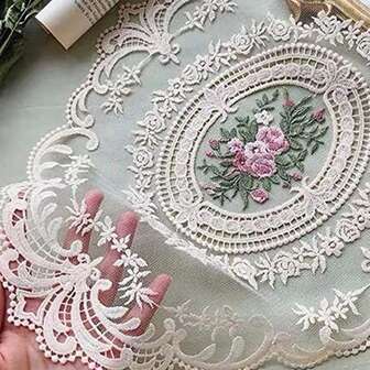 1/2/6件装法式玫瑰刺绣餐垫/餐巾，适用于婚礼、情人节、斋月和家居装饰