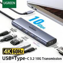UGREEN CM511 Type-C 6-In-1 Dock: USB 3.2 Port, 4K 60Hz HDMI Interface, Thunderbolt 3 Technology, Fully Compatible With Laptops And Tablets, Silver.