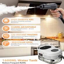 Universal Handheld Pressure Steam Cleaner, 2500-Watt High-Pressure Steam Cleaner, Handheld Steam Cleaner For Kitchens, Sofas, Floors, Etc., White - View 8