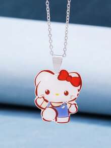 1pc Cute Cartoon Sanrio Hello Kitty Pendant Necklace, Fashionable Jewelry, Suitable For Daily Wear - Multicolor - View 2
