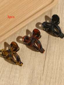 3pcs Elegant Leopard Print Bow Hair Clips, Everyday Updo Hair Claw, Stylish Hair Accessories, Gift - 5pcs Multicolor - View 3
