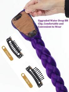 26/28/32 Inch Purple Long Braided Wig, Synthetic Fiber Box Braided Wig, Easy To Clip On, Ponytail, Suitable For Costume Role Play - Multicolor - View 6
