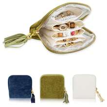 1 حقيبة تخزين مجوهرات فاخرة، متعددة الطبقات مع إغلاق سحاب وزخرفة شرابة - بطانة ناعمة، حقيبة سفر محمولة، تحتفظ بالأساور والساعات والأقراط - هدية أنيقة للنساء/الأم