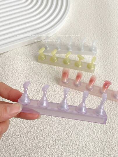 Nail Art Practice Base Finger Holder Nail Plate Jelly Pad Nail Wearing Nail Plate Holder Decoration Tool Photography Props Cross-Border Transparent Long Strip Nail Tool Korean & Japanese Nail Decoration Accessories