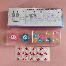 新款蘑菇圆形仓鼠硅胶摇杆帽按钮贴纸配件，兼容Switch NS和OLED控制器 - 彩色 - 查看 11
