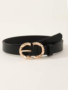 1 件女士时尚休闲百搭 PU 皮革 8 字形带扣可调节腰带