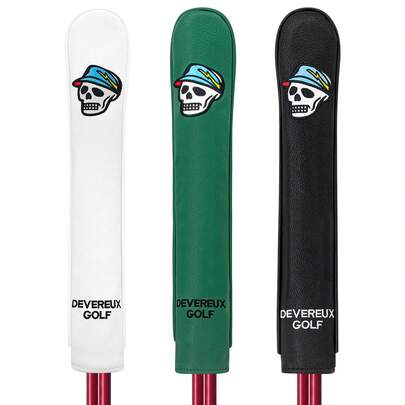 戴着帽子的骷髅头设计风格定向高尔夫球杆头套、时尚高尔夫方向棒-时尚高尔夫球手和礼品购物者的耐用配件|非常适合日常练习、锦标赛和休闲郊游