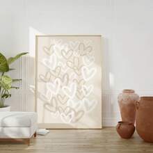 1pc, Canvas Wall Art, Framed Wall Decor, Heart Pattern, Beige College Style Wall Art, Graffiti Heart Colorful Poster, Neutral Fashion Poster, Girl's Room Decor, Printable Heart Pattern, Modern Apartment Decor, Home Decor, Valentine's Day Decor, Valentine's Day Poster, Wedding Decor, Love Poster, Couple Gift, Room Decor, Dorm Decor, Bedroom Decor, Living Room Decor, Gift, College Style Decor - Multicolor - View 2