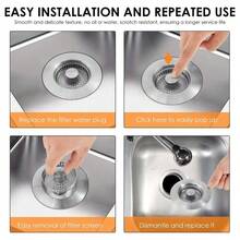 Kitchen Sink Drain Strainer 3 In 1,304 Stainless Steel Pop Up Sink Stopper Fast Drainage Odor Filter For US Standard Kitchen Drain(Silver-1Pack) - 彩色 - 查看 5