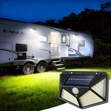 100 LED Solar Lights, 3 Working Modes, Solar Powered Security Lights, Motion Sensor Lights, Wireless IP65 Waterproof, Suitable For Garden Fence, Patio And Garage Platform - Multicolor - View 2