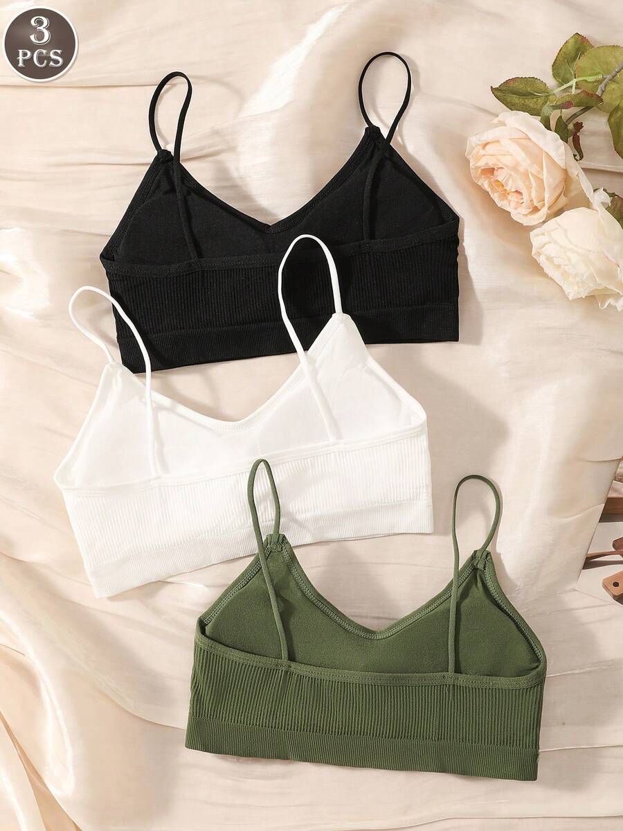 3pcs/Set Women's Breathable Wireless Camisole Bras - Multicolor - View 1