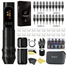 XNET 1 Set Sage Pro Wireless Tattoo Machine Kit, Includes Tattoo Needles, 20pcs Mixed Tattoo Needles, Brushless Motor, 1300mAh Battery, Suitable For Tattoo Artists And Beginners - Black - View 12