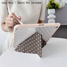 单件装书本式棕粉色波点保护套 - 翻盖式设计，带多角度支架，防震硅胶背壳，粉彩波点图案保护套，带笔槽，兼容 iPad 10.9/10.2/Air 第五代/Pro 11/第十代/9.7/Air 2/iPad（第七代）/iPad（第八代）/iPad Air 4/5/iPad Pro 11/iPad 第十代 10.9 英寸 2022 款智能保护套 - 彩色 - 查看 5