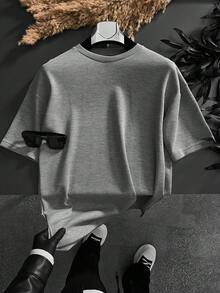 男士 Old Money 宽松短袖 T 恤 - 灰色 - 查看 1