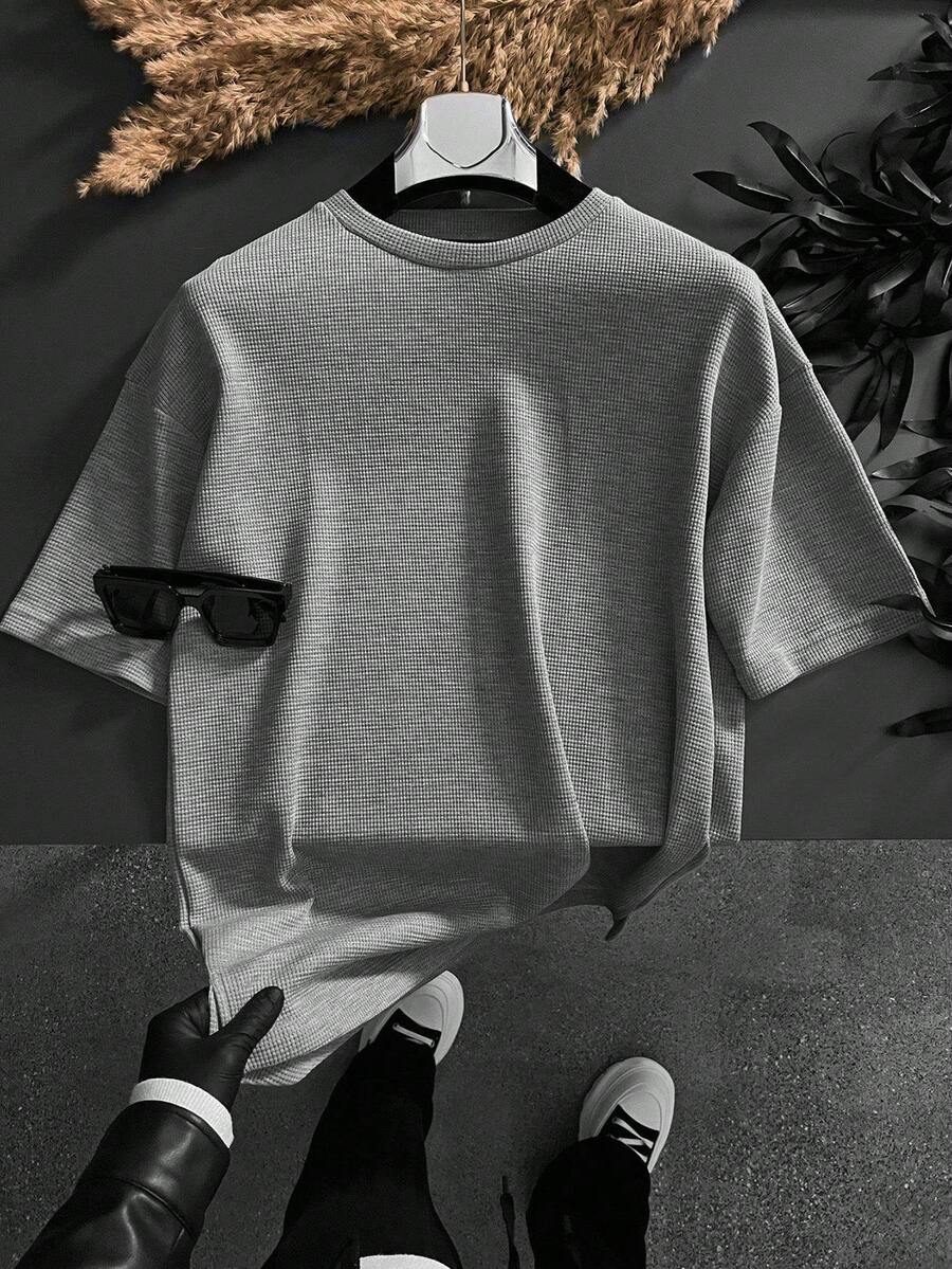 男士 Old Money 宽松短袖 T 恤 - 灰色 - 查看 1