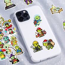 56 piezas Pegatinas lindas de tortuga - Pegatinas de decoración de dibujos animados para scrapbooking, botellas de agua, portátiles, equipaje - Resistente al agua, perfecto para recompensas, fiestas, regalos, pegatinas, pegatinas lindas, tortuga, pegatinas de extraterrestres, pegatinas, pegatinas de agua - Multicolor - Ver 8