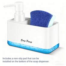 New Kitchen Soap Dispenser, Kitchen Hand Soap & Dish Soap Pump, Multi-Functional Countertop Soap Dispenser With Sponge And Brush Holder, Transparent Large-Capacity Refillable Bottles, Suitable For Hand Soap - Multicolor - View 7