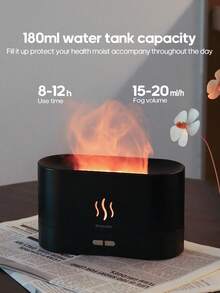 kinscoter 1个USB供电180毫升彩色火焰香薰机，超声波冷雾加湿器，精油香薰机，适用于家庭、酒店、办公室