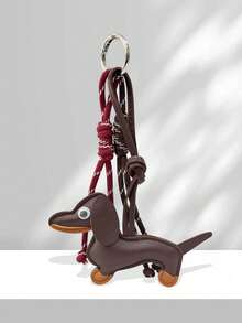 Ins Blogger Same Style Sausage Dog Chocolate Niche Personalized Baseball Car Key Chain Bag Pendant Couple Braided Lanyard Keyring Travel Accessories Keychain Accessories Bag Charm Purse Charm - Red - View 3