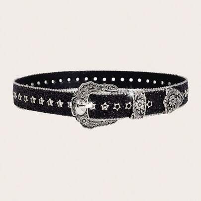 1pc Women's Y2k Style Western Chunky Waist Belt With Dopamine Star & Eye Decor, Perfect For Daily Wear Party Summer, School