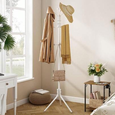 Coat Rack Freestanding Heavy Duty Coat Hanger Stand With 12 Hooks Entryway Hall Tree Floor Standing Coat Rack Coat Rack Stand Clothes Rack Coat Tree White