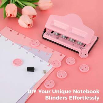 Perforadora ajustable con forma de hongo, adecuada para libretas, planificadores y persianas de carpetas ajustables.