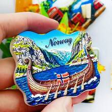 1pc Resin Refrigerator Magnet, Nordic Sweden Iceland Norway Finland Oslo Helsinki Stockholm Aurora Black Sand Beach, Travel Souvenir, Magnetic Home Decor, Office Island Resort Storage Cabinet Bedroom Wall Decoration, Nordic Trip Floating Island Visby Arctic - Multicolor - View 24