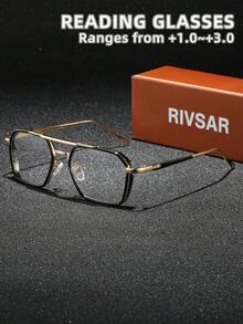 Rivsar Unisex Reading Glasses, New Polygon Double-Bridge Metal Rim Bifocal Glasses, High-Definition Eye Protection, Long-Term Wear Without Dizziness, Reading/Sewing/Business/Office/Elegant/Daily Wear Prescription Glasses For Men & Women, Lightweight Spring-Hinged Frame, Suitable For Sports Anti-Slip, Computer Comfortable Reading, Anti-Eye Fatigue Reading Glasses, Convenient Carry Design Fits All Face Shapes, Luxury Brand Designer Glasses, Holiday Gifts, Gifts For Parents, Halloween, Valentine's Day, Christmas, Glasses, Women's Reading Glasses - Transparent - View 15