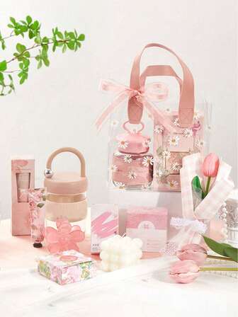 1/10pcs Transparent PVC Gift Bags With Handles, Daisy PVC Clear Tote Bags, Reusable Holiday Gift Bags, Plastic Cute Flower Gift Bags, White Handheld Gift Bags, Suitable For Concerts, Sports Events, Supermarket Shopping, Travel, Holidays, Beach Vacations, Halloween Gifts, Christmas Gifts, Back To School Gifts