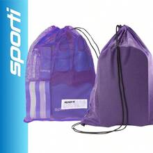 - Bolsas de equipo de natacin, mochila de malla con cordn, bolsa de natacin para nadadores, mochila de malla para playa, gimnasio y equipo de entrenamiento - Púrpura + 1. Bolsa de malla - Ver 2
