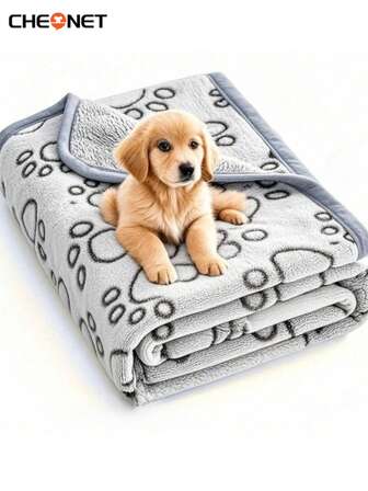 1 pieza Manta suave para perro Manta de franela cálida para perros pequeños y medianos Manta con estampado de huellas de cachorro para perros y gatos Manta de franela para perros pequeños y medianos