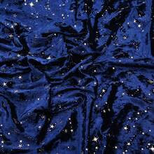 1pc Blue Velvet Fabric,Golden Stars, Lightweight Plush Diamond Fleece For Sewing Dresses & DIY Crafts, 220gsm - Pre-Cut, Machine Washable - Multicolor - View 6