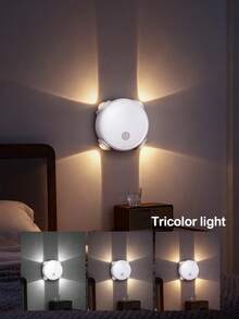 1个四头星形壁灯，多角度照明LED夜灯，USB充电，触摸调光，免钻孔粘贴安装，卧室床头灯，客厅装饰照明，暖光柔和 - 四頭貓眼感應燈1pcs - 查看 2